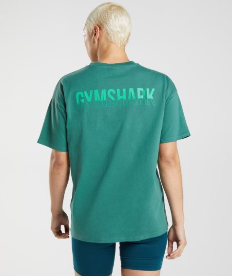 Women's Gymshark Fraction Oversized T-Shirts Green | NZ 4KADHO